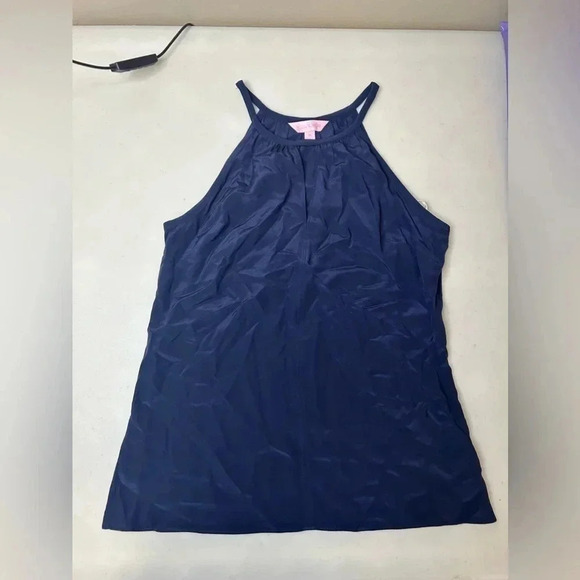 Lilly Pulitzer True Navy Blue 100% Silk Tank Top Size XS - Picture 1 of 4